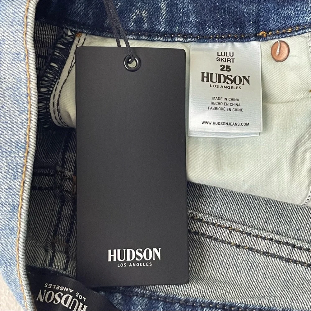 Hudson Jeans Light Blue Distressed Denim Mini Skirt